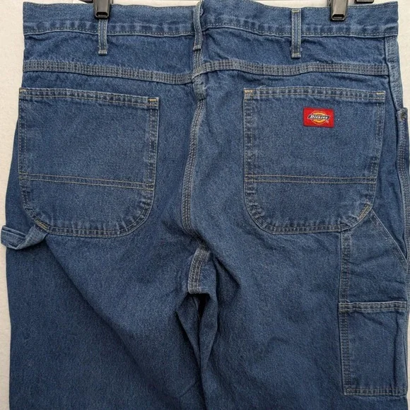 Dickies Carpenter Jeans Mens 36x32 Blue Denim Relaxed Fit Utility Work Pants - Picture 4 of 12